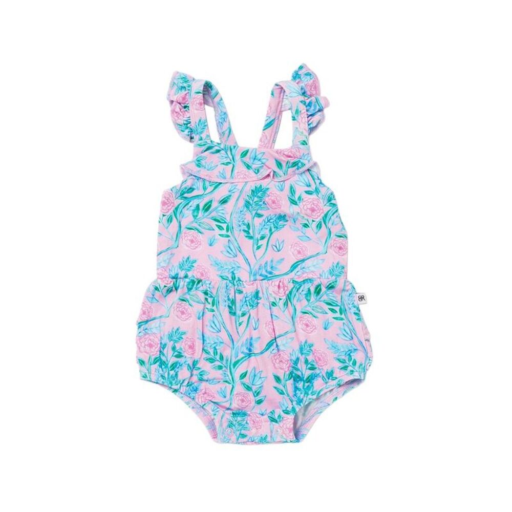 Bums & Roses Girls  Botanically Speaking Bubble Romper, Multicolor